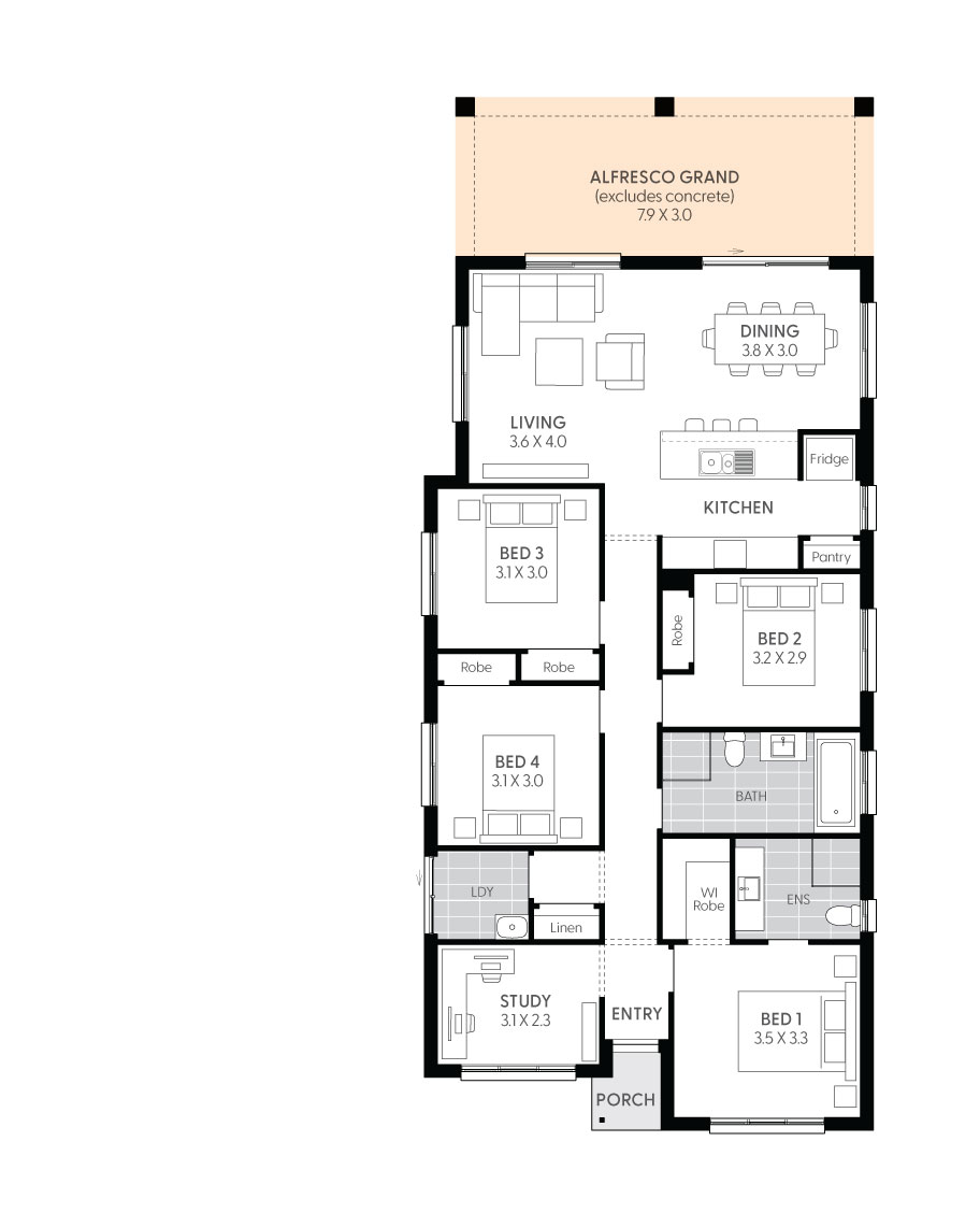 Bailie 14 - 4 Bedroom Single Storey House Plan | Wilson Homes