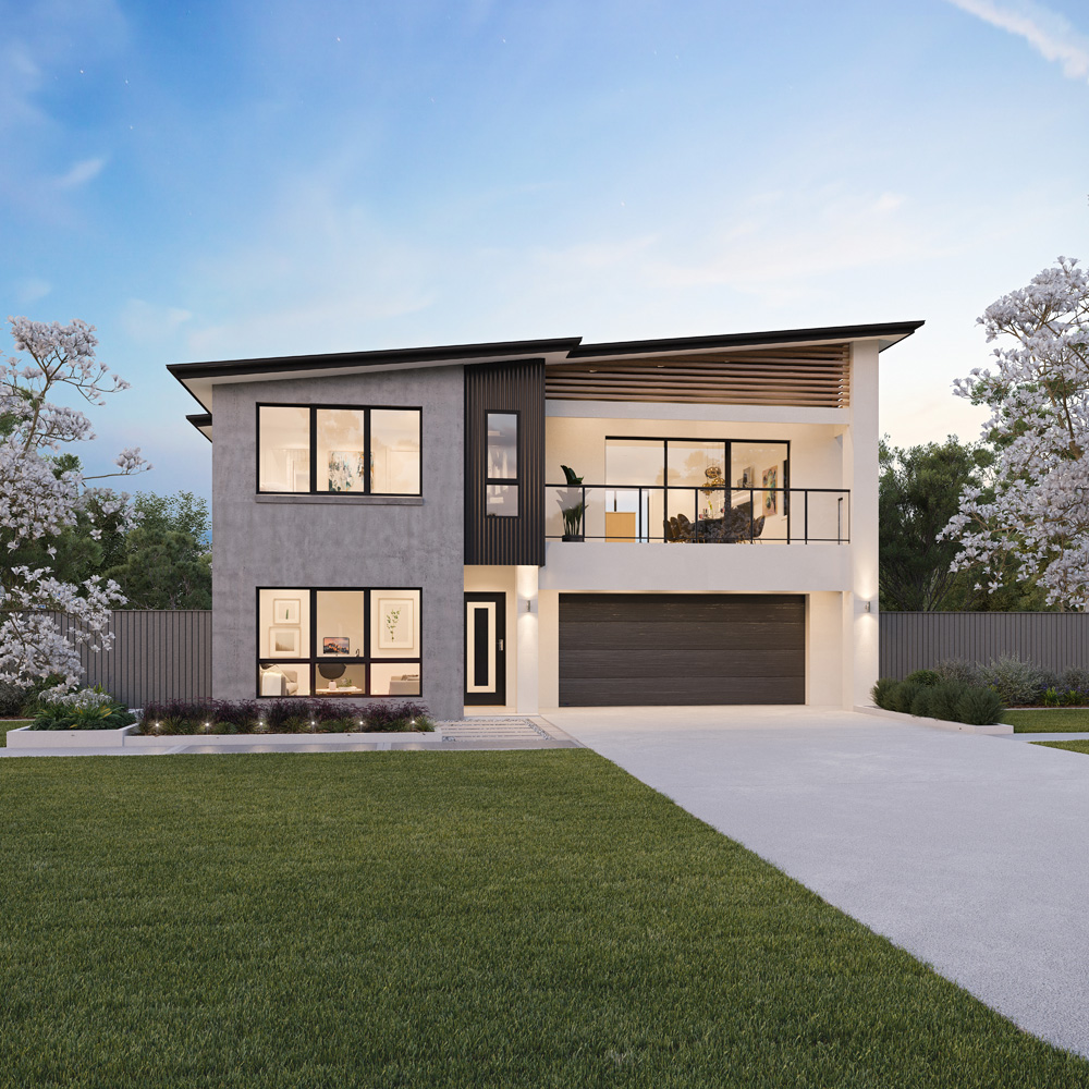 The Macquarie is a two-storey home design with skillion stlye room for moder street appeal.