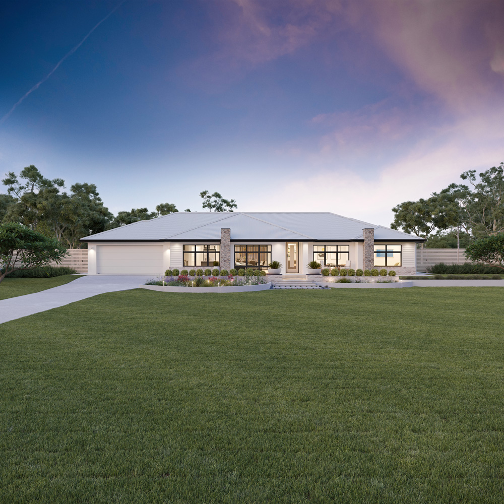 The Richmond acreage home design with beautiful white palette across the Porter facade.