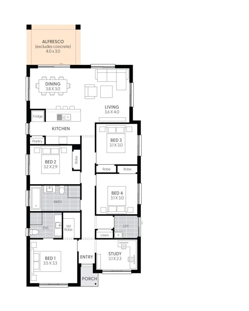 Bailie 14 - 4 Bedroom Single Storey House Plan | Wilson Homes