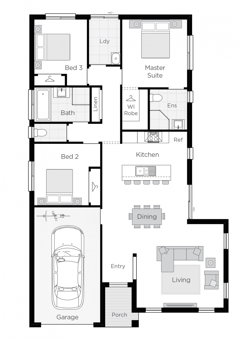 Corsica 3 Bedroom Single Storey House Plan | Wilson Homes