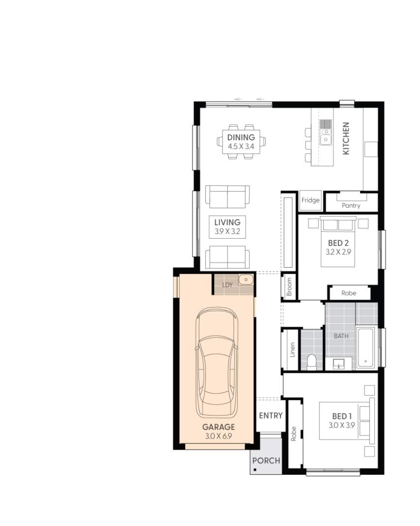 Targa13-Floor-Plan-GARAGE-2 BEDROOM-RHS