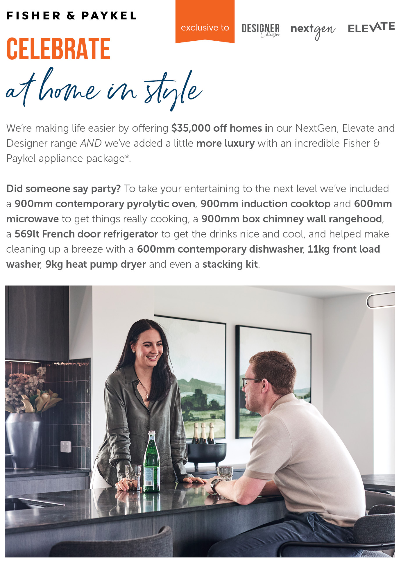 wilson homes 35th birthday appliance offer - Fisher and Paykel